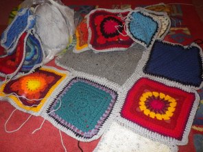 Charity blanket from scrap yarn