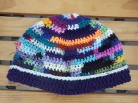 Multi-coloured hat from scraps